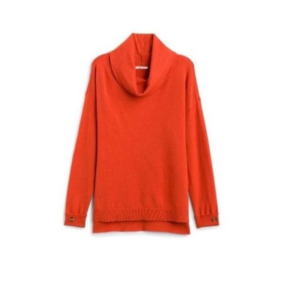 Olive and Vine Burnt Orange Beatie Button Detail Cowl Neck Sweater Size S - Picture 1 of 8